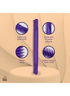 Allegro Combs 3-Row Detangling Comb, Wide Tooth Curl Defining Brush, Perfect for Women Curly Hair Stylists, Curl Defining Comb, Made In The USA, 1 Piece, Purple  - Image 5