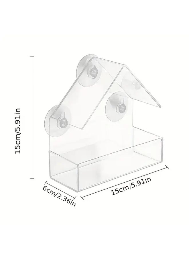 Suction Cup House Shaped Bird Feeder With Observation Window Heavy Duty Plastic Outdoor Garden Attracts Birds Easy Clean - Image 4