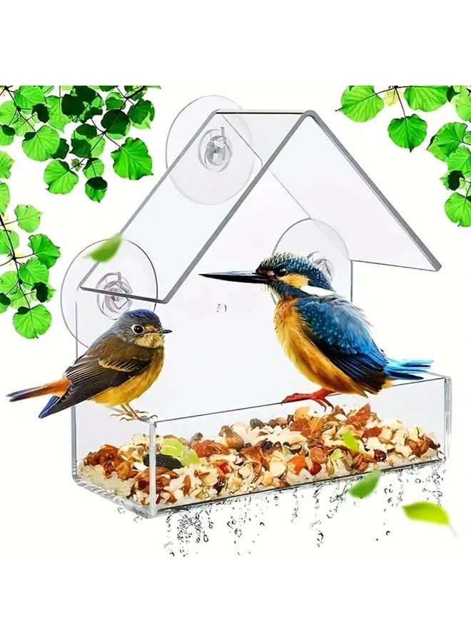 Suction Cup House Shaped Bird Feeder With Observation Window Heavy Duty Plastic Outdoor Garden Attracts Birds Easy Clean - Image 2