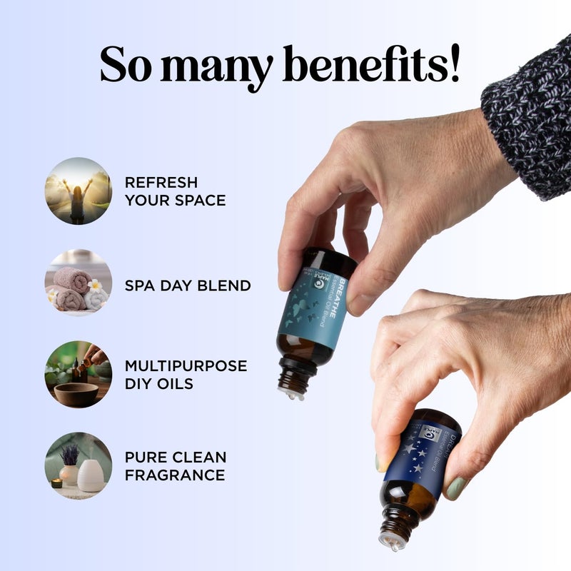 Maple Holistics خليط زيوت عطرية للعلاج بالروائح - مجموعة زيوت عطرية للناشرات مع خليط زيت الأحلام وخليط زيت التنفس - زيوت عطرية نقية 100% يجب أن تتوفر - 1 أونصة سائلة لكل منها - Image 3