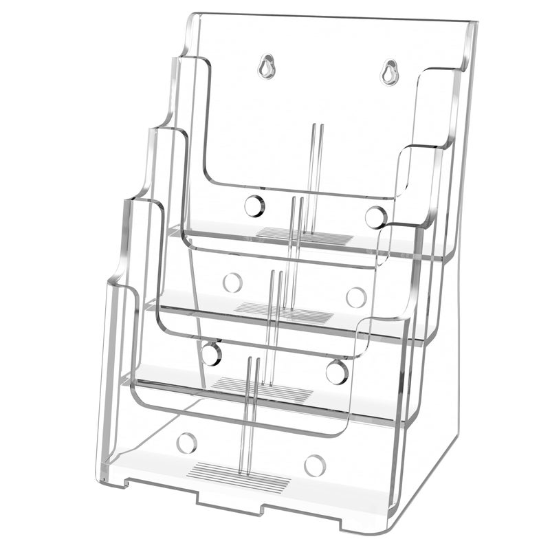 FUCDTEFC Acrylic Brochure Holder 85x11 4 x9 Inches Clear 4 Tier Magazine Holder Brochure Display Stand w Removable Divider Literature Pamphlet Flyer Holder for Wall Mount or Countertop