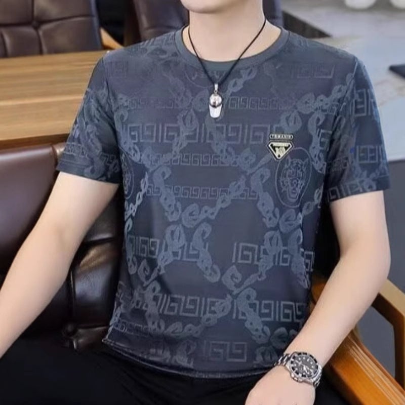 Printed Short-Sleeved T-Shirt For Men Men'S Half-Sleeved Large Size Summer Round Neck Fashion T-Shirt Breathable - Image 5