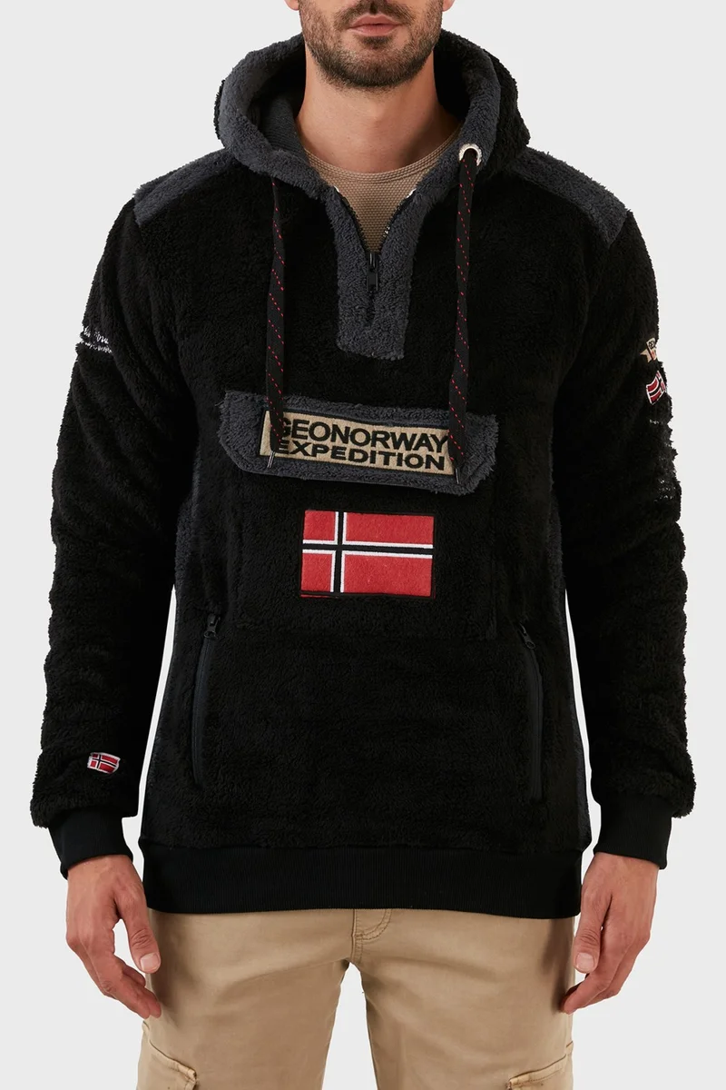 نورواي جيوغرافيكال Cotton Soft Texture Cold Resistant Hooded Polar Fleece Men's Polar Gymclass Shercoe