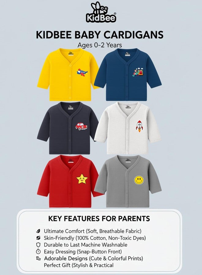 Kidbee Unisex Baby Boys & Girls Cotton Jabla Tops/Jabla/T-Shirt, Skin-Friendly Fabric, Front Button, Full Sleeve, Pack of 6 (in, Age, 12 Months, 18 Months, Regular, PL-JFS-Multi-6pc) - Image 4