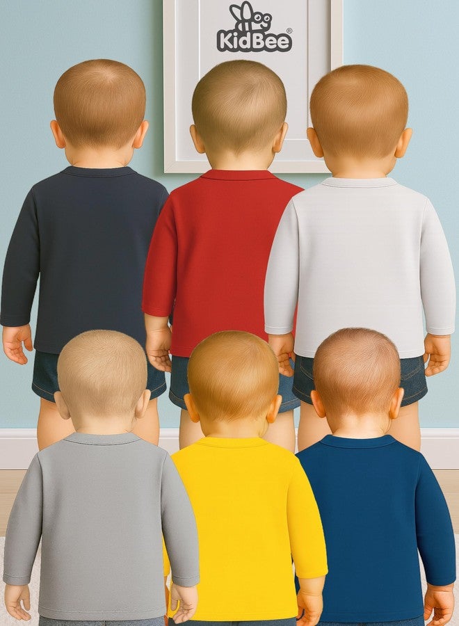 Kidbee Unisex Baby Boys & Girls Cotton Jabla Tops/Jabla/T-Shirt, Skin-Friendly Fabric, Front Button, Full Sleeve, Pack of 6 (in, Age, 12 Months, 18 Months, Regular, PL-JFS-Multi-6pc) - Image 3