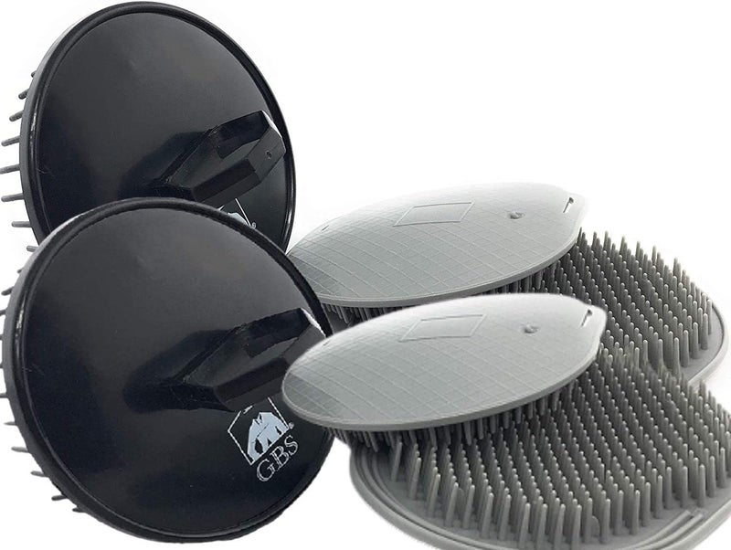 GBS Head Shampoo Scalp Massager Brush and Soft Palm Pocket Comb for All Hair Types Pack of 6 2 Black and 4 Gray