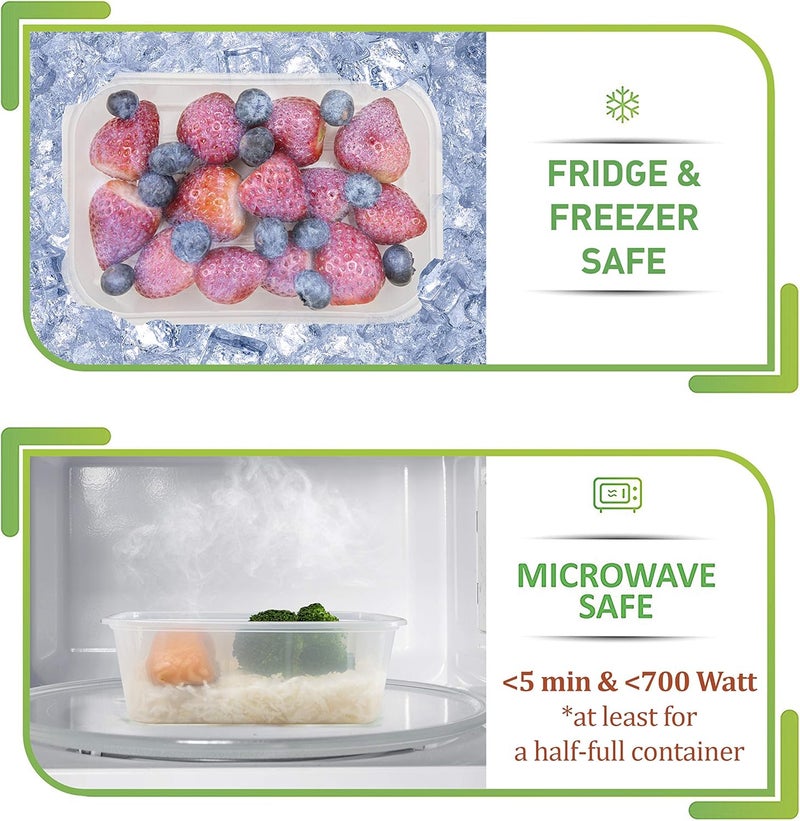 Prep Naturals PrepNaturals 50 Pack Meal Prep Containers - 50 Pack of 25 Oz 100% BPA-free Plastic Food Storage Containers with Lids - Reusable Plastic Containers with Lids - Dishwasher Safe Lunch Containers - Image 5