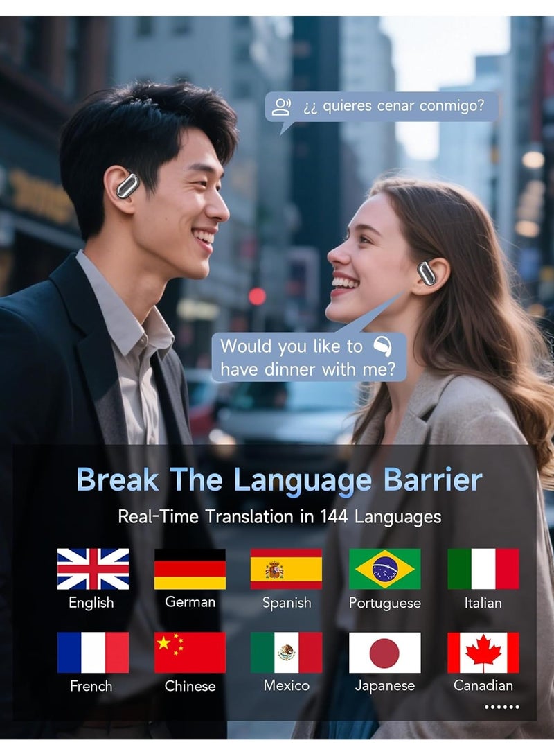 Real Time AI Language Translator Earbuds, 3 in 1 Wireless Earbuds with 144 Languages & Accents, Bluetooth 5.4，APP Enabled Translator Device for Travel, Business, iOS & Android (Black)  - Image 3