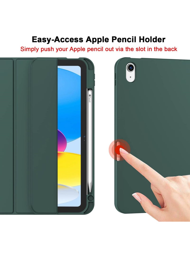 Rock Pow Case for iPad (A16) 11th 11 inch 2025 Gen iPad 11 Case/Case for iPad 10th Generation 10.9 Inch 2022 Built-in Pencil Holder Flexible Back Cover,Trifold Stand, Auto Sleep Wake Rebound Series for iPad 2022 Model A2696 A2757 A2777 10th Gen 10.9 Inch/iPad 11th Gen 11" 2025 A3354, A3355, A3356 Green - Image 3