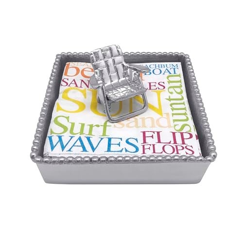 Mariposa Beach Chair Beaded Napkin Box, One Size, Silver - Image 5