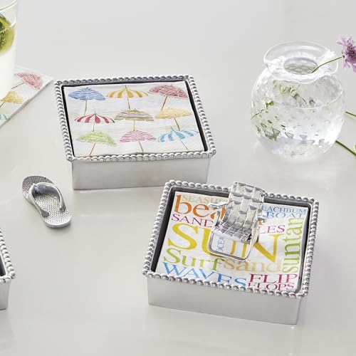 Mariposa Beach Chair Beaded Napkin Box, One Size, Silver - Image 2