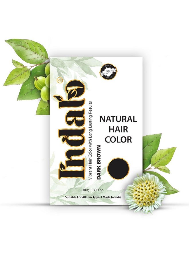 Indalo Natural Hair Color Dark Brown | No Ammonia, No Paraben, No Ppd, Dark Brown Hair Color | Suitable For Men & Women 100G - Image 1