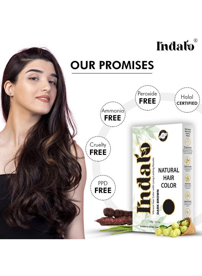 Indalo Natural Hair Color Dark Brown | No Ammonia, No Paraben, No Ppd, Dark Brown Hair Color | Suitable For Men & Women 100G - Image 3