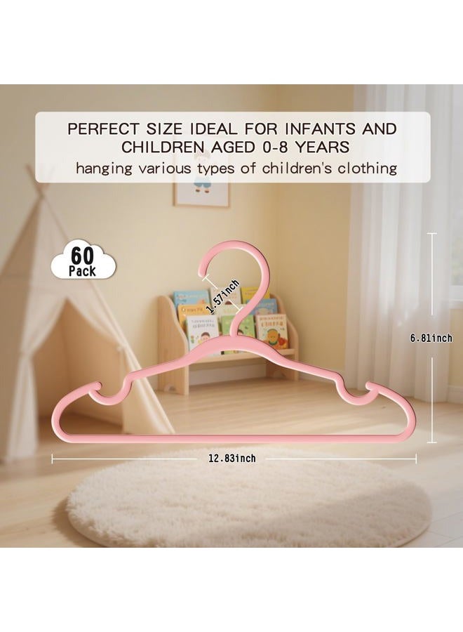 VIIBASE 60 Pack Baby Hangers - 12.83 Inch Ultra-Thin Non-Slip Plastic Hangers for Closet & Nursery, Ideal for Newborn, Infant, Toddler & Kids Clothing (Pants, Coats, Skirts, Dresses) - Pink - Image 5
