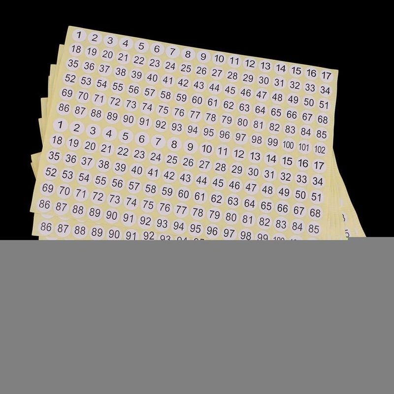 klarako 15 Sheets Round Sticky 1 to 102 Numbers Stickers, Self Adhesive Small Garment Numbered Labels, for Home, School & Office Use - Image 2