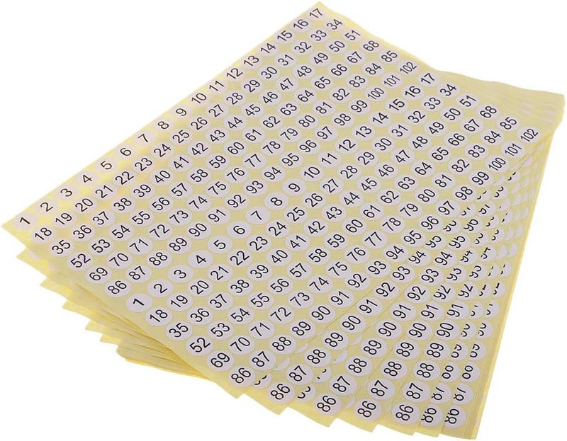 klarako 15 Sheets Round Sticky 1 to 102 Numbers Stickers, Self Adhesive Small Garment Numbered Labels, for Home, School & Office Use - Image 4