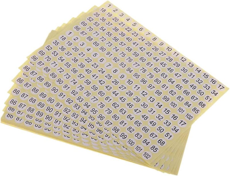 klarako 15 Sheets Round Sticky 1 to 102 Numbers Stickers, Self Adhesive Small Garment Numbered Labels, for Home, School & Office Use - Image 1