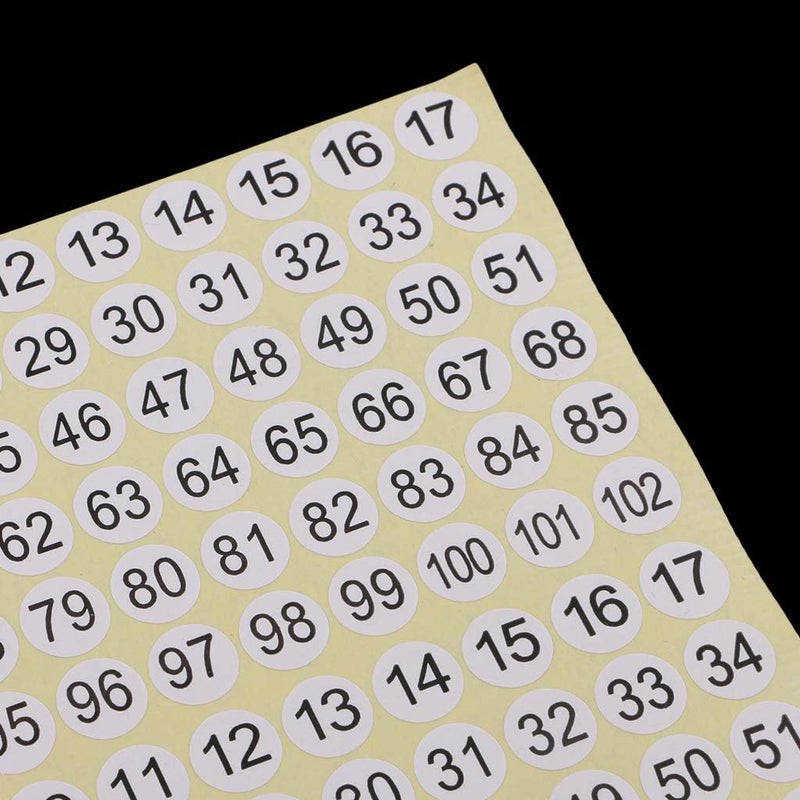 klarako 15 Sheets Round Sticky 1 to 102 Numbers Stickers, Self Adhesive Small Garment Numbered Labels, for Home, School & Office Use - Image 5