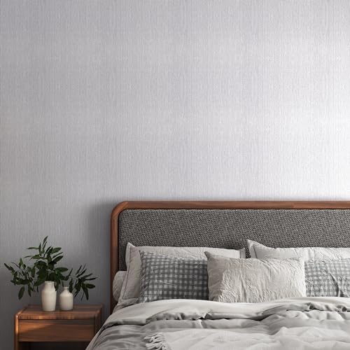 HELLKIT Grasscloth Peel and Stick Wallpaper Textured Gray Fabric Wallpaper Faux Linen Wallpapers 15.7"x78.8" Textured Contact Paper for Cabinets Self Adhesive Removable Wall Paper for Bedroom - Image 2
