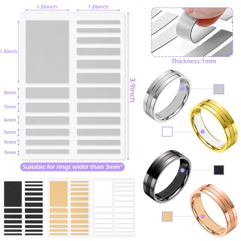 Mckanti 100 Pcs Ring Sizer Adjuster for Loose Rings with Ring Size Measuring Tool, Plug-in Invisible Ring Guards Silicone Tightener EVA Foam Ring Size Adjuster Set with Polishing Cloth - Image 4