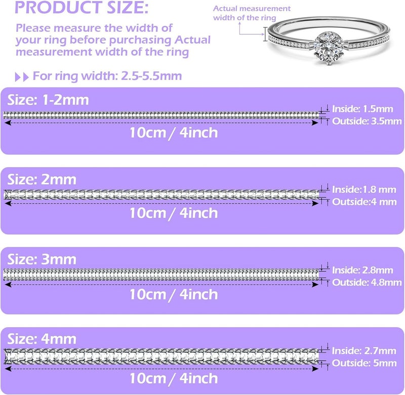 Mckanti 100 Pcs Ring Sizer Adjuster for Loose Rings with Ring Size Measuring Tool, Plug-in Invisible Ring Guards Silicone Tightener EVA Foam Ring Size Adjuster Set with Polishing Cloth - Image 3