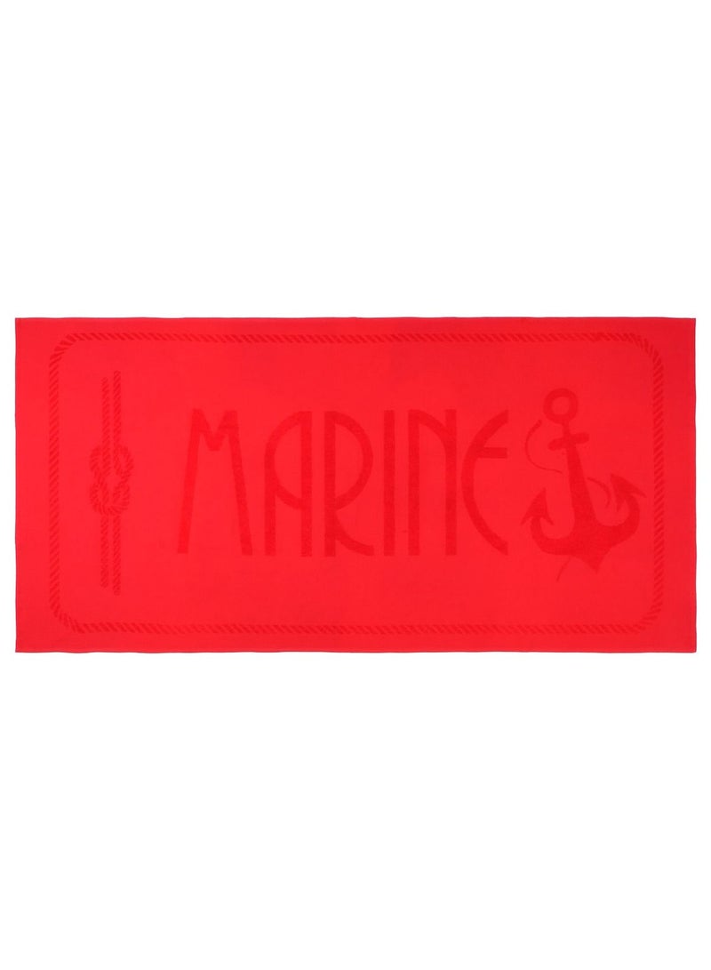 Anemoss Large Size Beach Towel, 100% Turkish Cotton, Anchor Design, Red, High Absorbent, Soft Towel, 70x140cm - Image 1