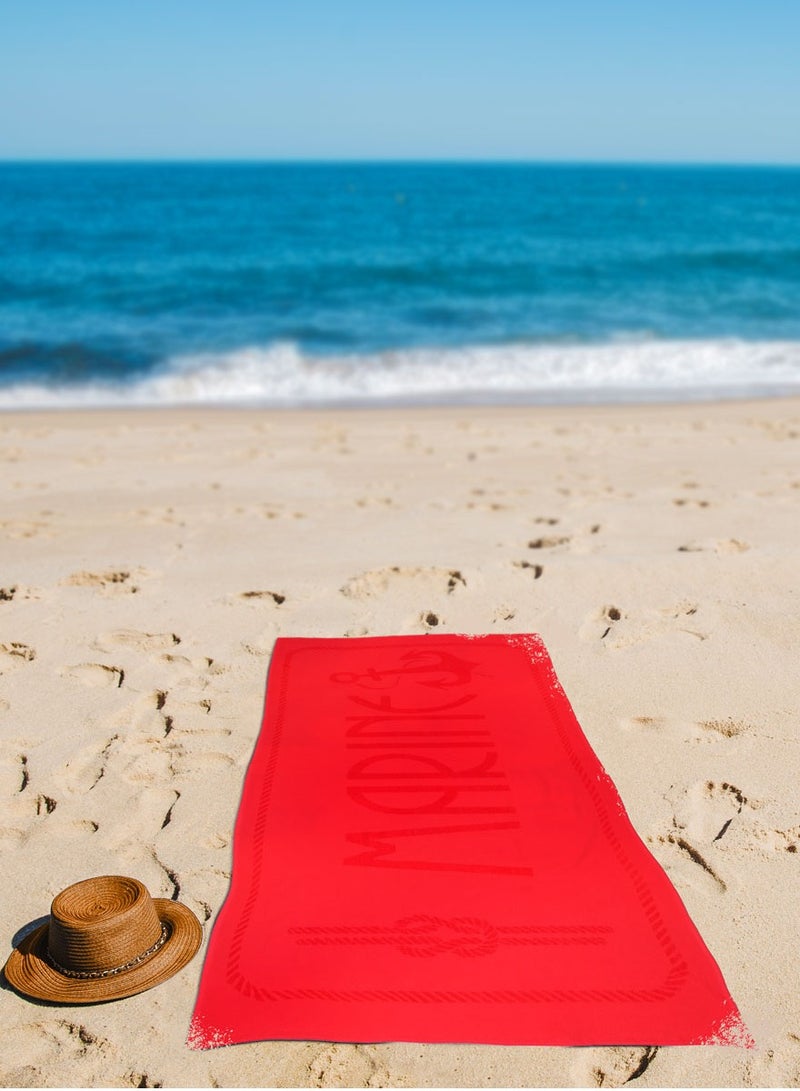 Anemoss Large Size Beach Towel, 100% Turkish Cotton, Anchor Design, Red, High Absorbent, Soft Towel, 70x140cm - Image 5