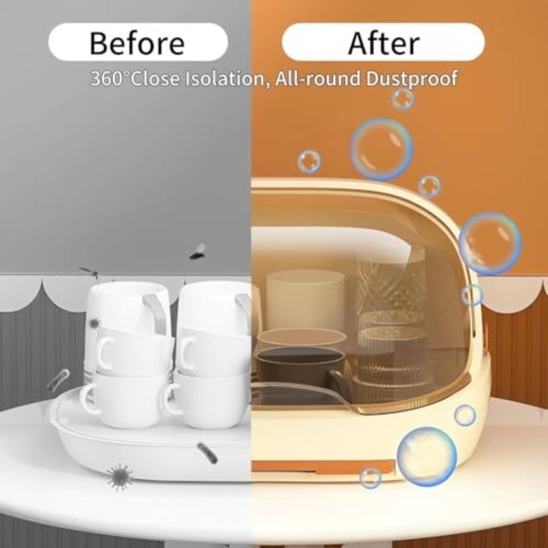 Uandhome Baby Bottle Drying Rack, Nursing Bottle Storage Box Organizer with Cover, Drying Rack Container with Drainer, Bottle Holder for Toddler, Bottle Storage Box Baby Dinnerware Organizer - Image 4