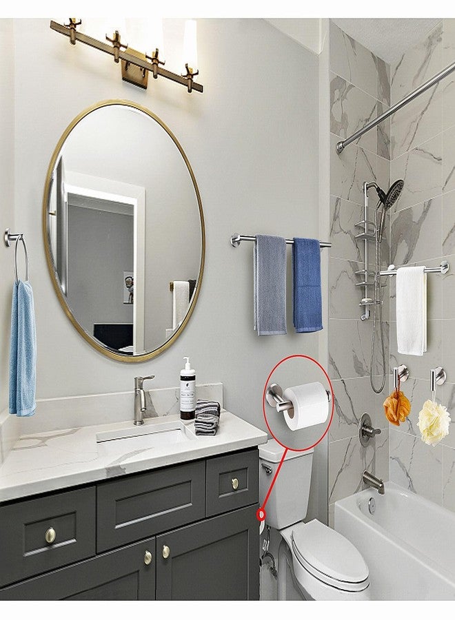 Kwanicas 6 Pieces Brushed Nickel Bathroom Hardware Accessories Set Hand Towel Ring 16&23.6 inch Round Towel Bar Silver Toilet Paper Holder Towel Hooks 2 Pieces SUS 304 Stainless Steel,Heavy Duty,Wall Mounted - Image 2