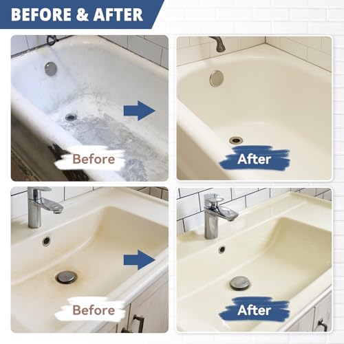 DWIL Tub Paint, Tub and Tile Refinishing Kit with Tools, Bathtub Paint Water Based &Low Odor, Easy to Use for Sink Bathroom Shower, Vanilla White 35oz/50-55sq.ft - Image 4