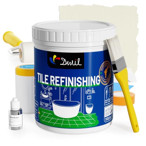 DWIL Tub Paint, Tub and Tile Refinishing Kit with Tools, Bathtub Paint Water Based &Low Odor, Easy to Use for Sink Bathroom Shower, Vanilla White 35oz/50-55sq.ft - Image 1
