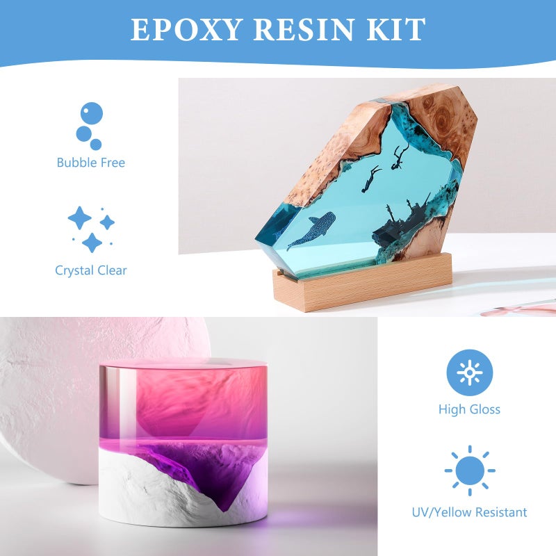 FUHITIM 1 Gallon Crystal Clear Epoxy Resin Kit, High-Glossy& No Bubbles, Art & Casting Resin with 16 Epoxy Resin Pigment, Foil Flakes, Sequin,Craft Clear Resin for Art Crafts, Jewelry, Molds - Image 4