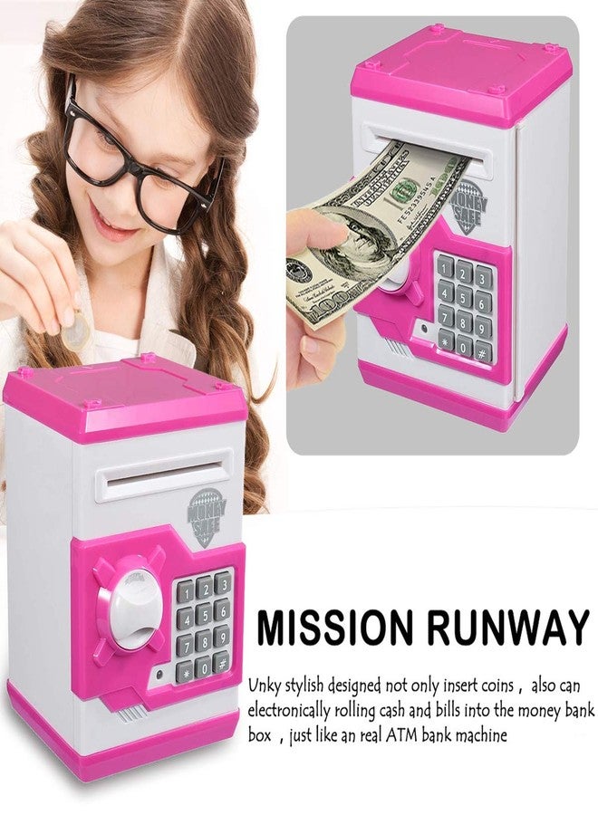Qwifyu Piggy Bank for Boys Girls,Kids Safe Money Bank for 4 5 6 7 8 9 10 Year Old Girl Boy Birthday Gift,Electronic Password Money Saving Box ATM Safe Bank Toys for Kid (Pink) - Image 3