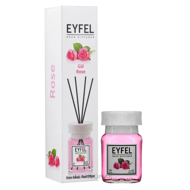 Eyfel Perfume Aroma diffuser, Home Fragrance With Sticks & Rose Fragrance - 120ml - Image 1