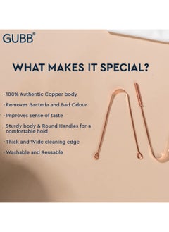 GUBB GUBB Copper Tongue Cleaner For Kids & Adults | Ayurvedic Tongue Scraper For Bad Breath (With Handle) - Pack of 2  - Image 3