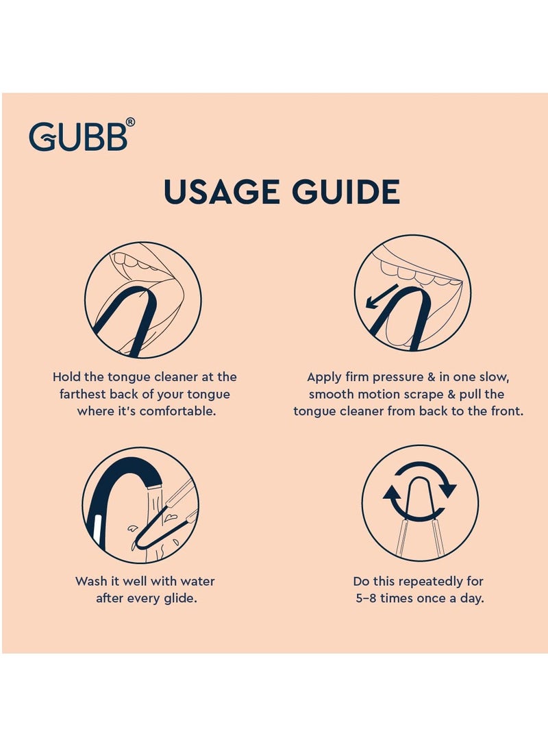 GUBB Copper Tongue Cleaner For Kids & Adults | Ayurvedic Tongue Scraper For Bad Breath (With Handle) - Pack of 2