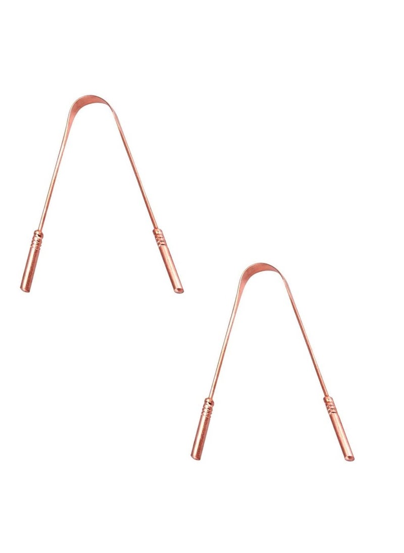 GUBB Copper Tongue Cleaner For Kids & Adults | Ayurvedic Tongue Scraper For Bad Breath (With Handle) - Pack of 2