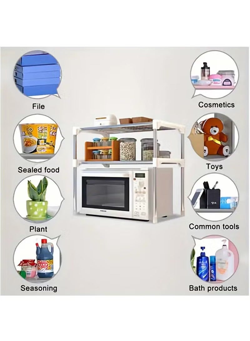 وحدة رفوف أرفف فرن ميكروويف متعدد الوظائف 2 - طبقة متعددة الوظائف رف تخزين المطبخ رف تخزين (أسود)