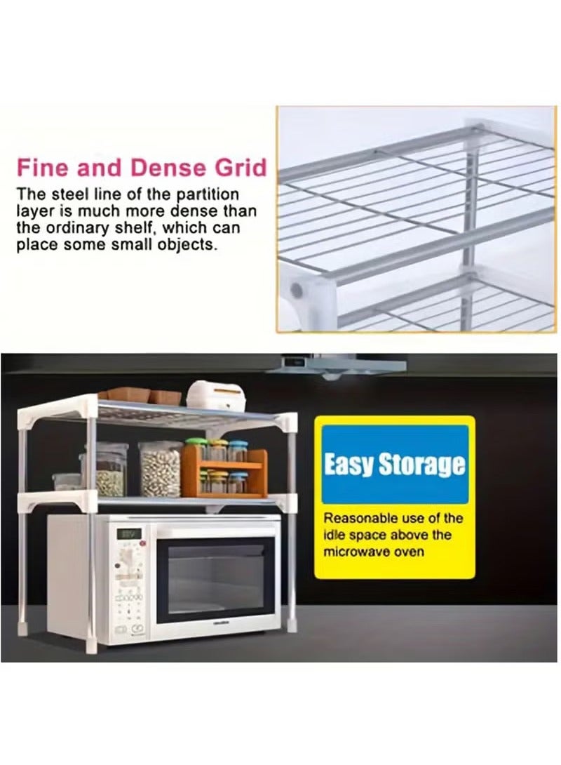 وحدة رفوف أرفف فرن ميكروويف متعدد الوظائف 2 - طبقة متعددة الوظائف رف تخزين المطبخ رف تخزين (أسود)