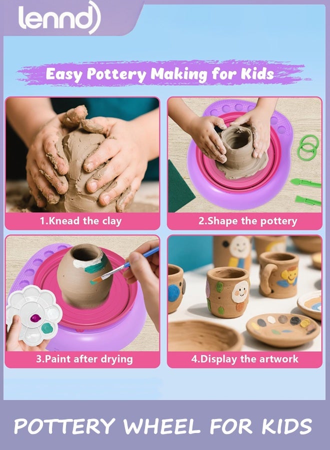 LENND Pottery Wheel for Kids,Complete Pottery Kit and Tools for Beginners,Arts and Crafts Toys for Kids Ages 8-12,Art Supplies Birthday Gifts for Boy Girl Age 6 7 8 9 10 11 12 (Purple/Pink) - Image 4