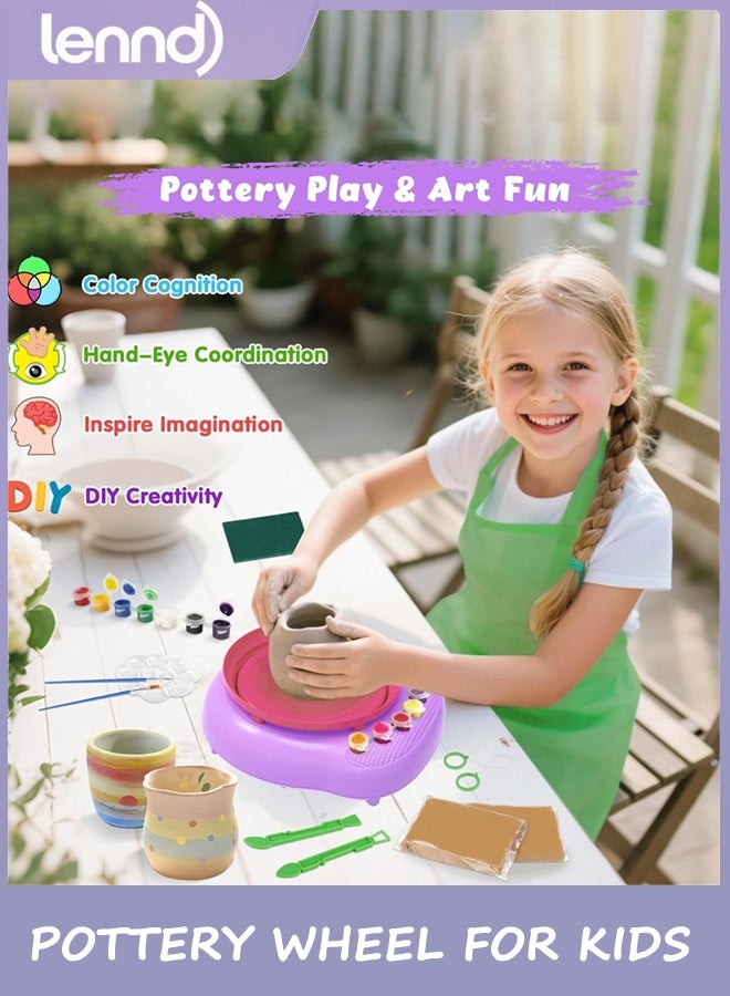 LENND Pottery Wheel for Kids,Complete Pottery Kit and Tools for Beginners,Arts and Crafts Toys for Kids Ages 8-12,Art Supplies Birthday Gifts for Boy Girl Age 6 7 8 9 10 11 12 (Purple/Pink) - Image 5