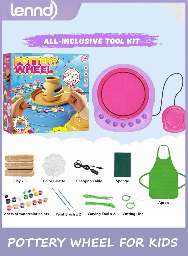LENND Pottery Wheel for Kids,Complete Pottery Kit and Tools for Beginners,Arts and Crafts Toys for Kids Ages 8-12,Art Supplies Birthday Gifts for Boy Girl Age 6 7 8 9 10 11 12 (Purple/Pink) - Image 2