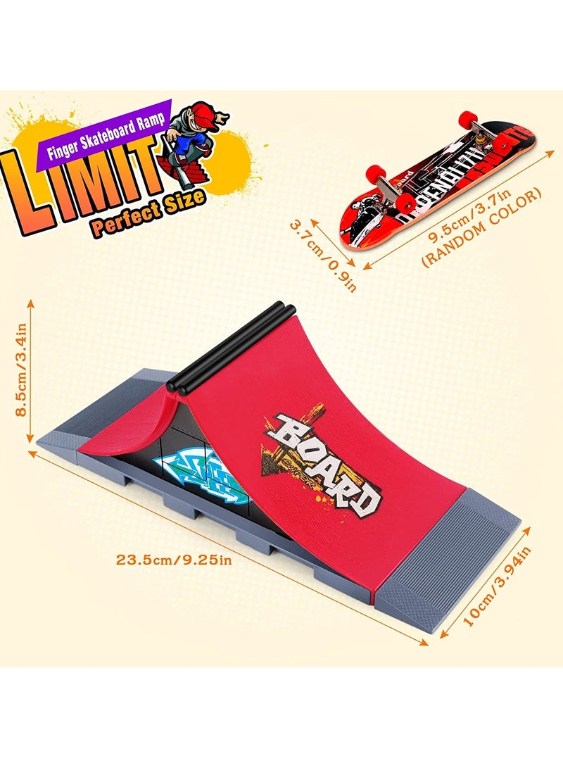 Finger Skateboard Ramp Set, Mini Finger Skateboard and Ramp Accessories Set, Props Deck Track Ultimate Park Set, Ramps Fingerskate Toy Set for Kids Birthday Gift (A) - Image 2