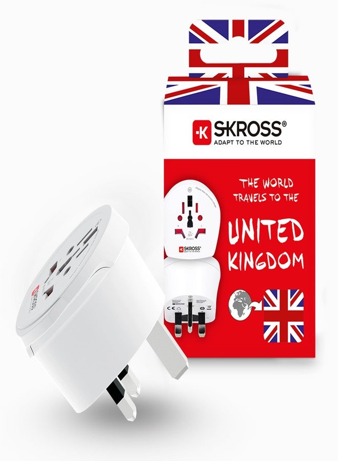 سكروس محول سفر SKROSS عالمي إلى بريطاني، محول سفر مزود بقابس بريطاني، مصمم في سويسرا للأجهزة من أكثر من 220 دولة، 1.5002250 أبيض - Image 1