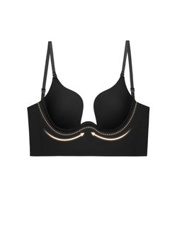 Backless Bra, Women's Low Back Bra Deep U Shaped Plunge, Bralette Multiway Convertible with Clear Straps, Push Up Intimates Female Summer, Soft Wire Lifting Bras for Dress Wedding, 36/80 AB
