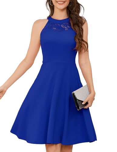 Bbonlinedress Halter Bridesmaid Formal Wedding Guest Short Cocktail Prom Homecoming Dress RoyalBlue XL - Image 1