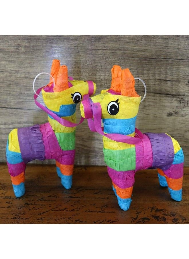 GiftExpress 6 Pack 4"X7" Mini Donkey Pinata Little Rainbow Llama Pinata For Birthday Cinco De Mayo Fiestas Decorations Party Favors  - Image 5