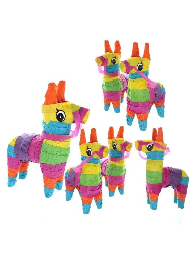 GiftExpress 6 Pack 4"X7" Mini Donkey Pinata Little Rainbow Llama Pinata For Birthday Cinco De Mayo Fiestas Decorations Party Favors  - Image 1