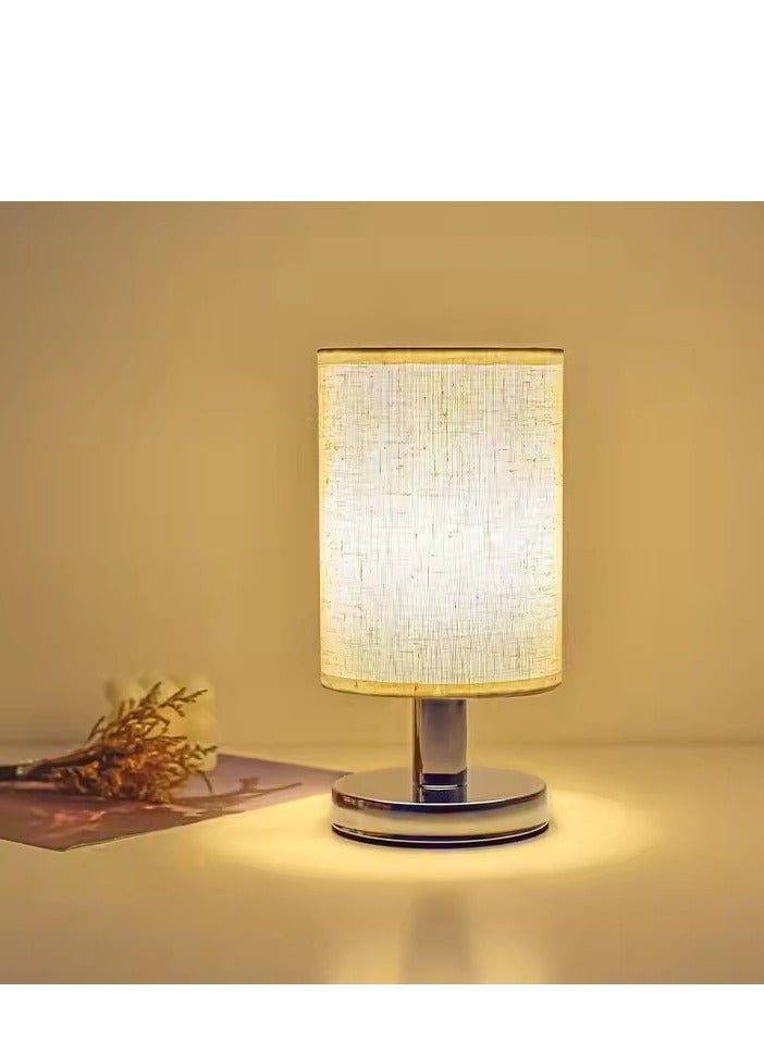 DUNISO Table Lamp for Bedroom, Small Bedside Lamps with Fabric Shade for Night Stands, Living Room, Office(LED Bulb Included) - Image 1