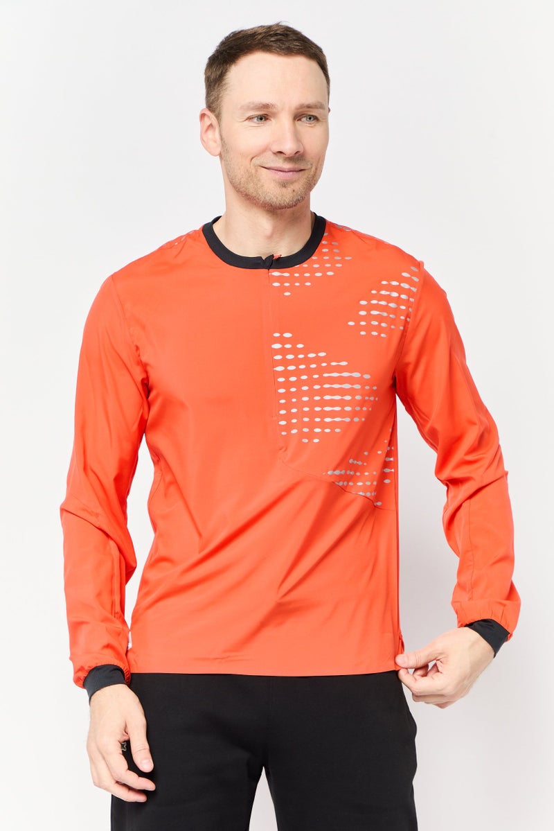 Hoka Men Sportswear Fit Long Sleeve Outdoor Wind Shell Jacket, Orange - Image 1